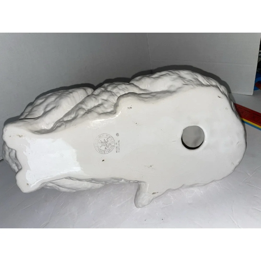 LIFE SIZE White PERSIAN Green Eye Ceramic Cat Sculpture/Statue-Bordallo Pinheiro